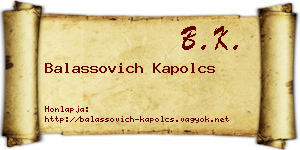 Balassovich Kapolcs névjegykártya